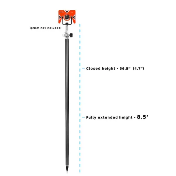 AdirPro 8.5 ft. Dual Graduations Carbon Fiber Prism Pole with Fixed Adapter