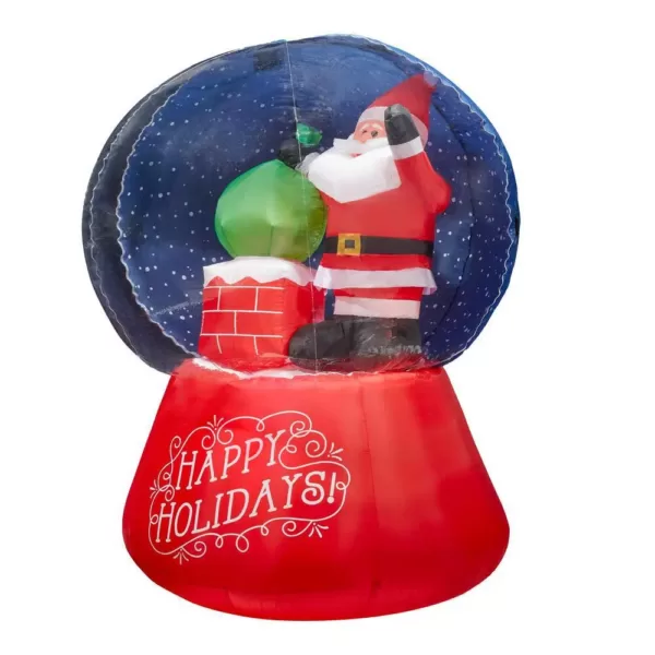 Airblown 5.5 ft. Projection Inflatable Snow flurry-Snow Globe Santa On The Rooftop Scene