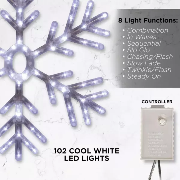 Alpine Corporation 24 in. Tall Hanging Snowflake with LED Lights