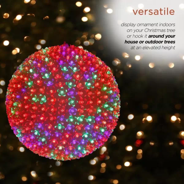 Alpine Corporation 13 in. Diameter Large Flashing Sphere Ornament With Multi-Colored LED Lights