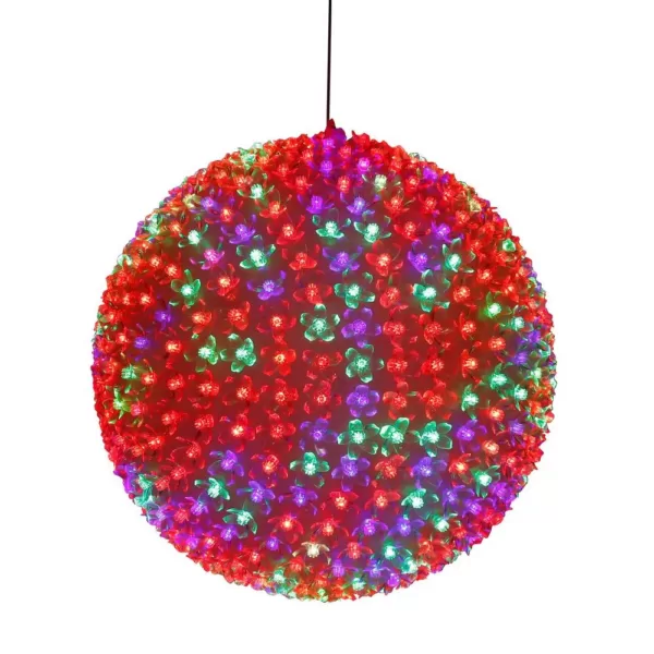 Alpine Corporation 13 in. Diameter Large Flashing Sphere Ornament With Multi-Colored LED Lights