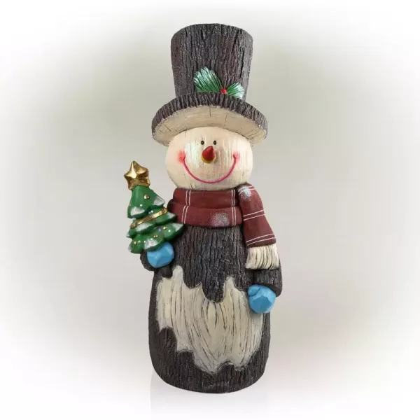 Alpine Corporation 48 in. Tall Corporation Solar Snowman Statue with Color Changing LED Lights, Holiday Decor