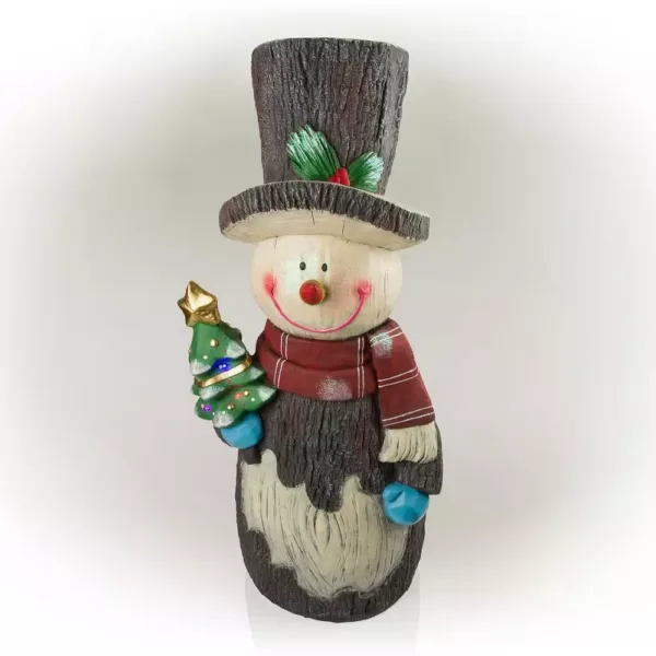 Alpine Corporation 48 in. Tall Corporation Solar Snowman Statue with Color Changing LED Lights, Holiday Decor