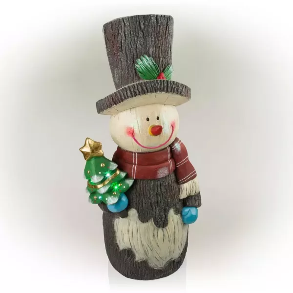 Alpine Corporation 48 in. Tall Corporation Solar Snowman Statue with Color Changing LED Lights, Holiday Decor