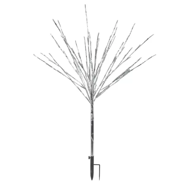 Alpine Corporation 39 in. Tall Silver Metallic Foil Tree with Multicolor LED Lights