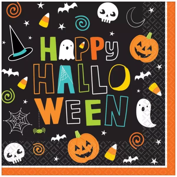 Amscan 5 in. x 5 in. Paper Halloween Friends Beverage Napkins