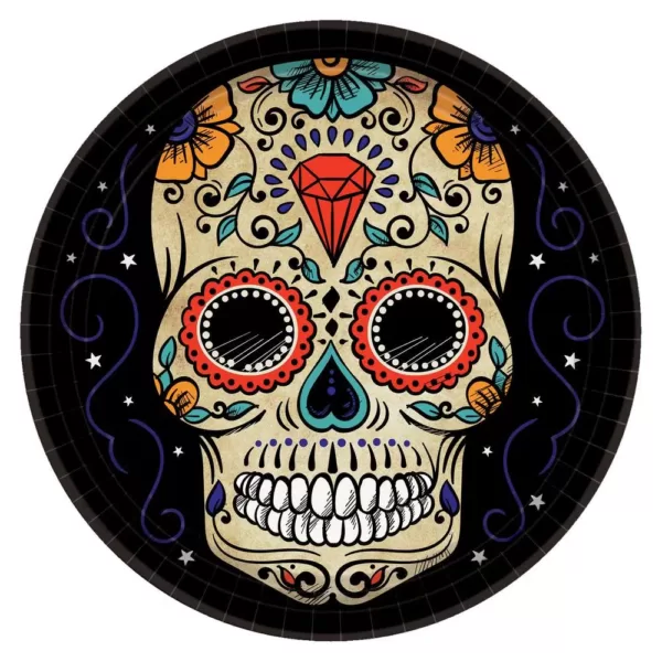 Amscan Sugar Skull Halloween Paper Plates (2-Pack)