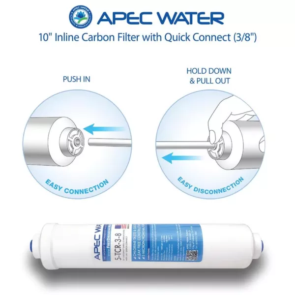 APEC Water Systems Ultimate 10 in. Inline Carbon Filter with 3/8 in. Quick Connect