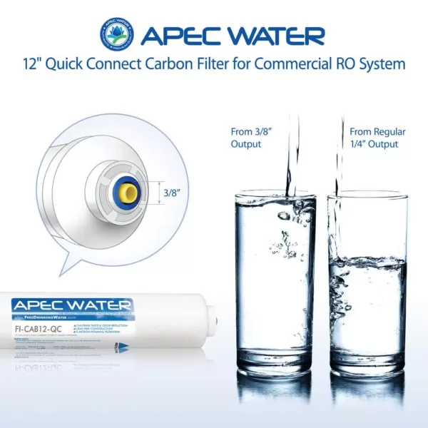 APEC Water Systems 12 in. Commercial Grade Inline Carbon Post-Filter with 3/8 in. Output for Light Commercial Reverse Osmosis System