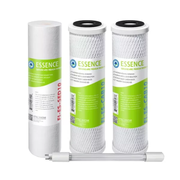 APEC Water Systems Essence ROES-UV75-SS Replacement Water Filter Cartridge Pre-Filter Set with UV Bulb Stage 1-3 and  5