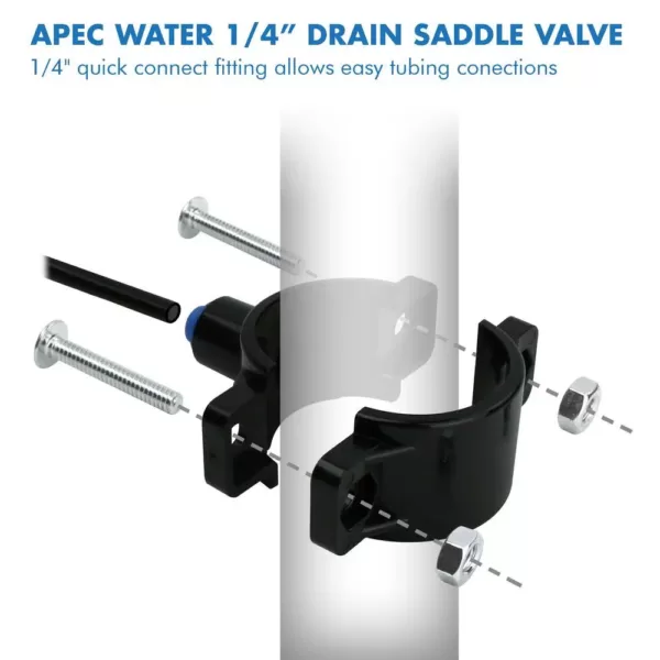 APEC Water Systems Drain Saddle Clamp with Quick-Connect Fitting for 1/4 in. Tubing