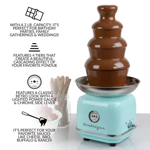 Nostalgia 4-Tier Aqua Chocolate Fondue Fountain