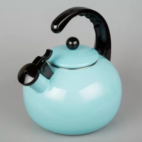 Creative Home Horizon 2.5 Light Blue Quart Porcelain Enamel on Steel Whistling Tea Kettle