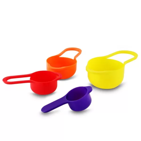 MegaChef 8-Piece Plastic Assorted Colors Mixing Bowl Set with Measuring Cups