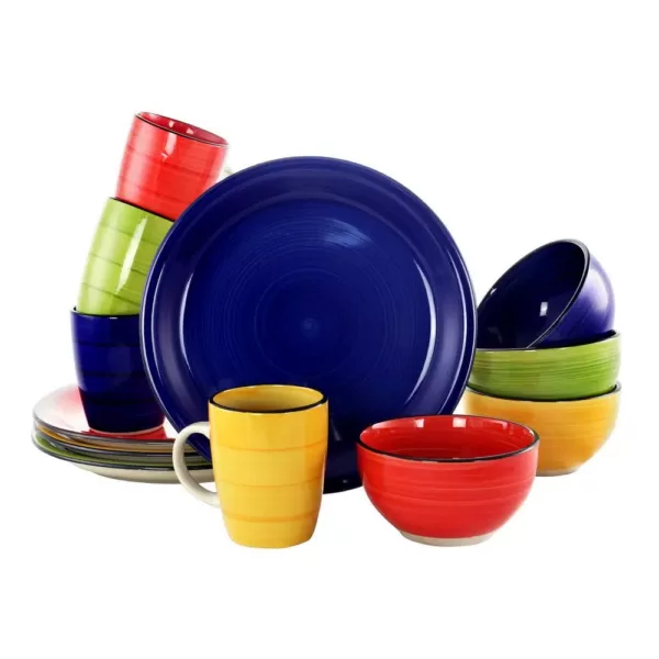 Gibson Color Speckle 12-Piece Rustic Assorted Stoneware Dinnerware Set (Service for 4)