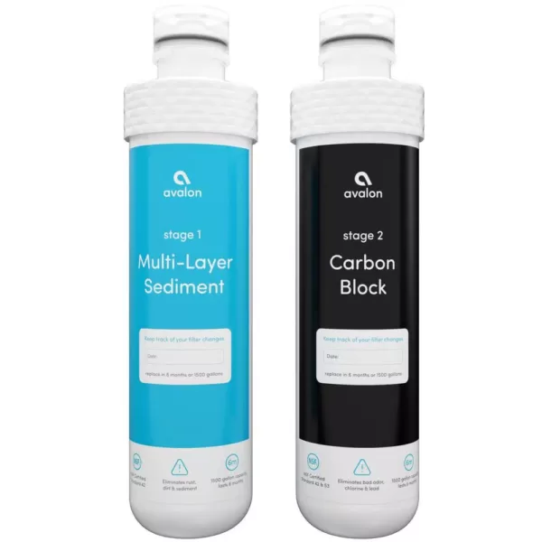 Avalon 2 Stage Replacement Filters for Avalon Bottleless Water Coolers NSF Certified 1500 Gal., Purchased After April 1, 2018