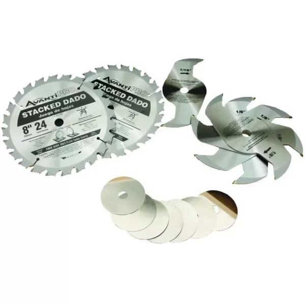 Avanti Pro 8 in. x 24-Teeth Stacked Dado Saw Blade Set