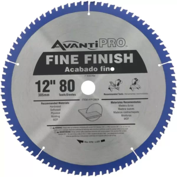 Avanti Pro 12 in. x 80-Teeth Fine Finish Saw Blade (2-Pack)