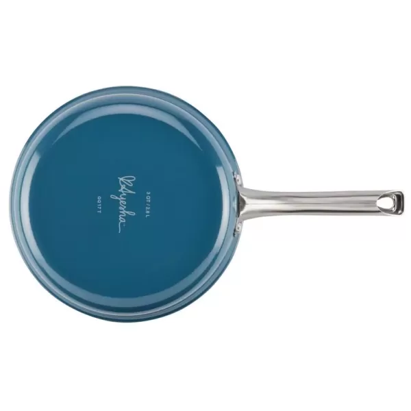 Ayesha Curry Home Collection 3 qt. Aluminum Nonstick Saute Pan in Twilight Teal with Glass Lid