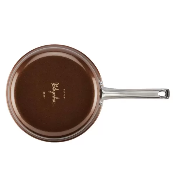 Ayesha Curry Home Collection 3 qt. Aluminum Nonstick Saute Pan in Brown Sugar with Glass Lid