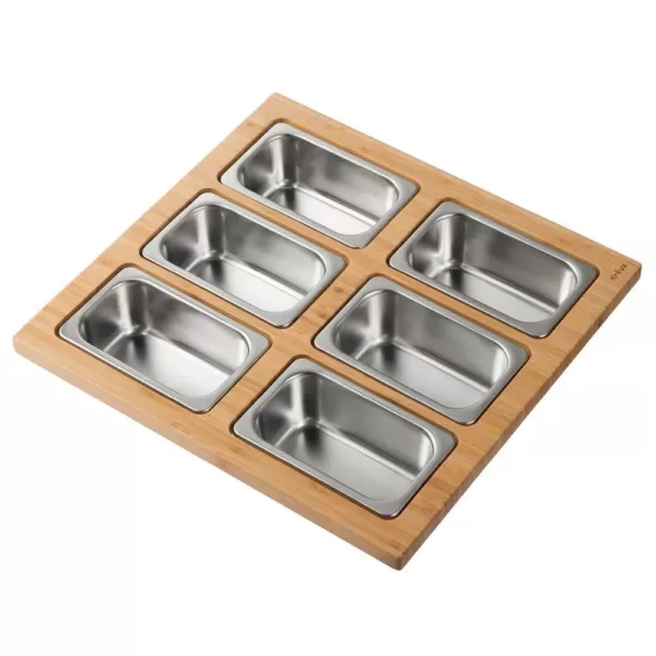 KRAUS 16.75 in. Workstation Kitchen Sink Composite Serving Board Set with Rectangular Stainless Steel Bowls