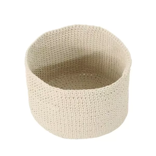 Noble House Derry Round Knitted Cotton Thread Sundries Basket, Beige