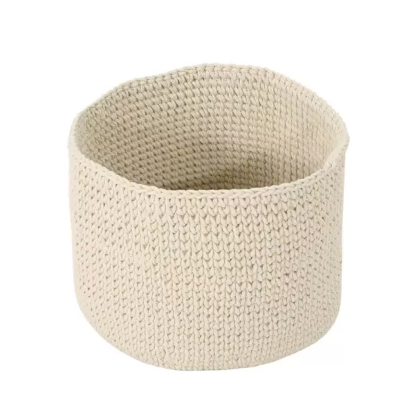 Noble House Derry Round Knitted Cotton Thread Sundries Basket, Beige