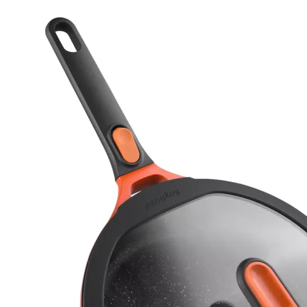 BergHOFF GEM Stay Cool 3.5 qt. Cast Aluminum Nonstick Saute Pan in Orange with Glass Lid