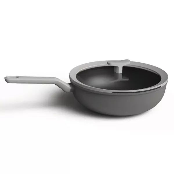 BergHOFF Leo 11 in. Aluminum Nonstick Wok in Grey with Glass Lid