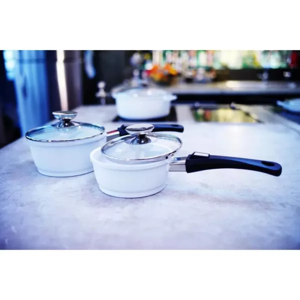 Berndes Vario Click Pearl 1.25 qt. Cast Aluminum Ceramic Nonstick Sauce Pot in White with Glass Lid