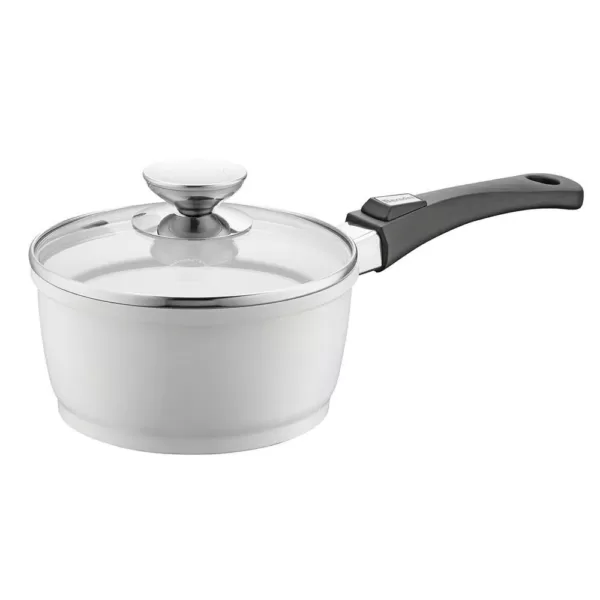 Berndes Vario Click Pearl 1.25 qt. Cast Aluminum Ceramic Nonstick Sauce Pot in White with Glass Lid