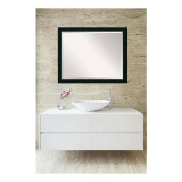 Amanti Art Nero 31 in. W x 25 in. H Framed Rectangular Bathroom Vanity Mirror in Black