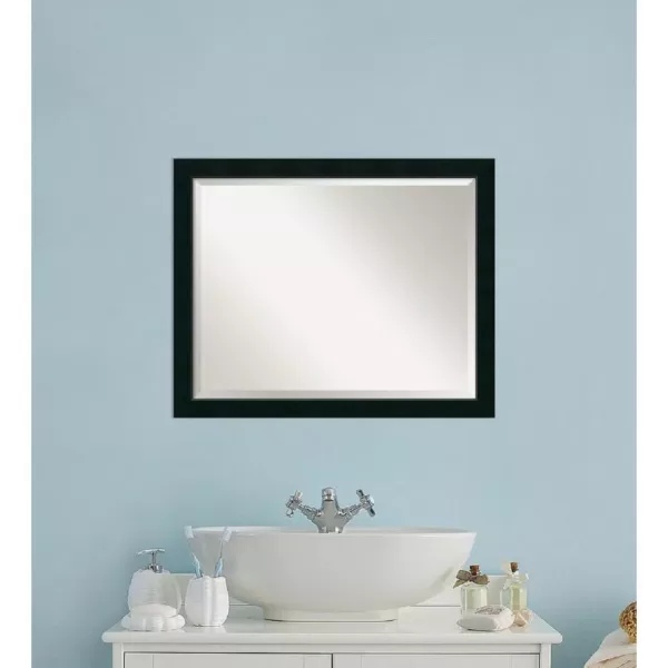 Amanti Art Nero 31 in. W x 25 in. H Framed Rectangular Bathroom Vanity Mirror in Black