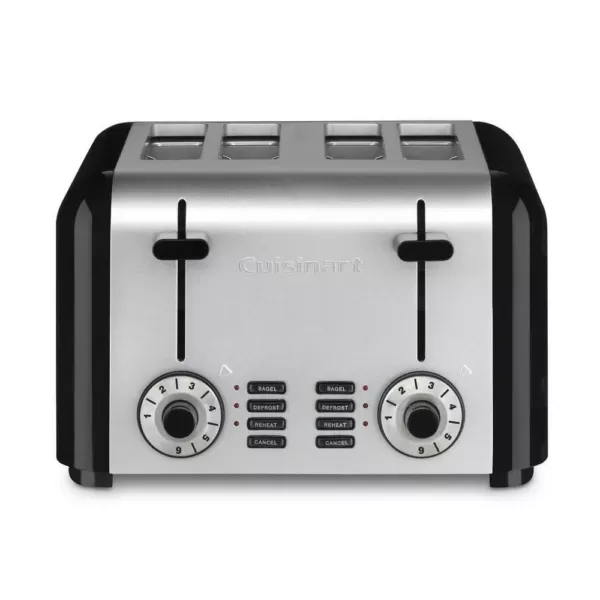 Cuisinart 4-Slice Black and Stainless Steel Wide Slot Toaster with Crumb Tray