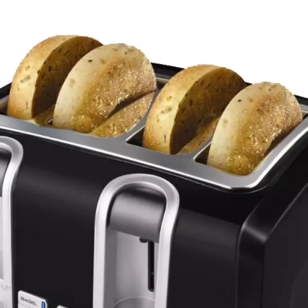 BLACK+DECKER 4-Slice Black Extra-Wide Slot Toaster with Browning Control