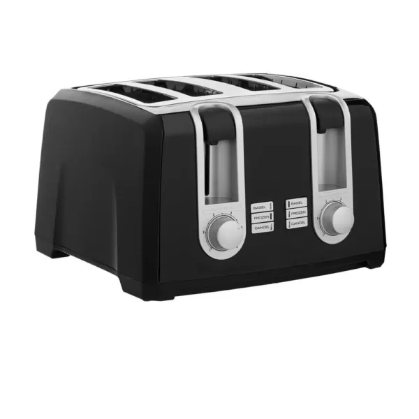 BLACK+DECKER 4-Slice Black Extra-Wide Slot Toaster with Browning Control