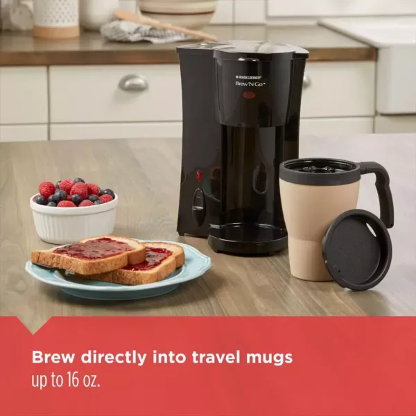 BLACK+DECKER Brew'n Go Black Single Serve Coffee Maker with Travel Mug