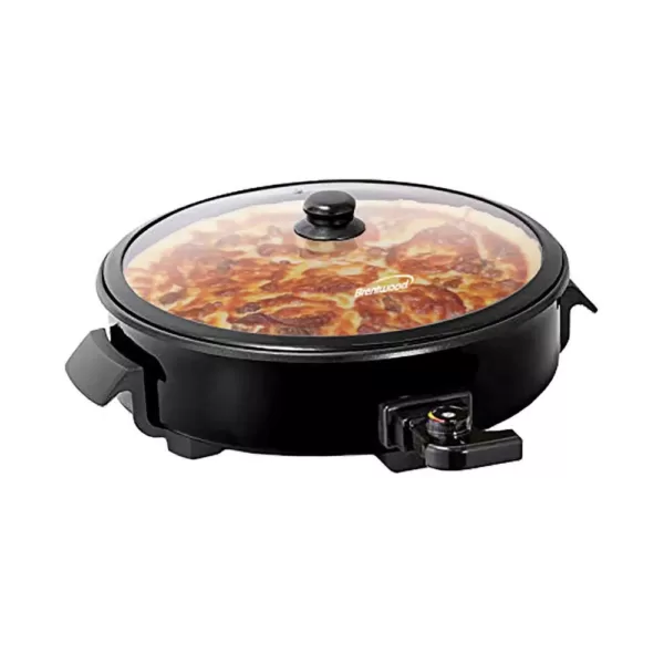 Brentwood Appliances 38 sq. in. Black Round Nonstick Electric Skillet with Vented Glass Lid