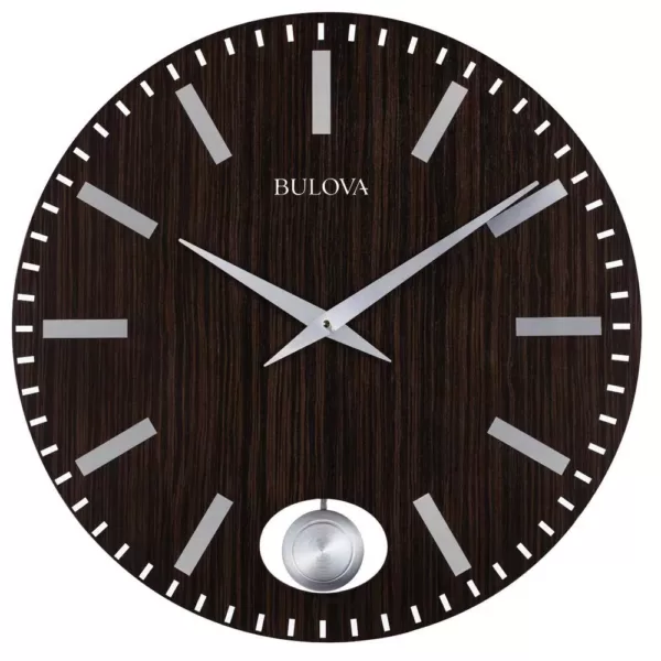 Bulova 24 in. H x 24 in. W Zebrawood Case Round Wall Clock