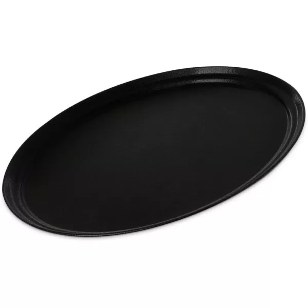 Carlisle Griptite2 24 in. x 19 in. x 1 in. Black Fiberglass/Steel Oval Serving Tray (6-Pack)