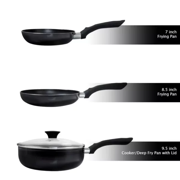 Classic Cuisine Allumi-Shield 15-Piece Aluminum Nonstick Cookware Set in Black