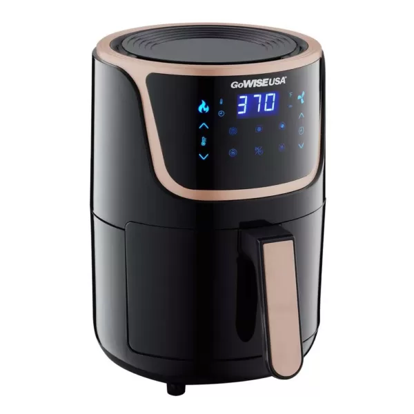 GoWISE USA 1. 7- qt. , 2.0 qt. Max Black/Copper Electric Mini Air Fryer with Digital Touchscreen + Recipe Book