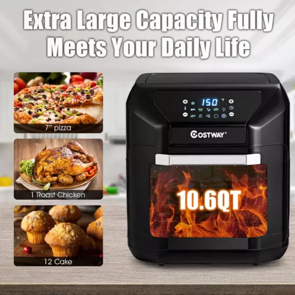 Costway 10.6 Qt. Black Air Fryer with Rotisserie