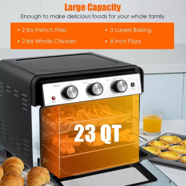 Costway 23 qt. Black Air Fryer Oven with Rotisserie