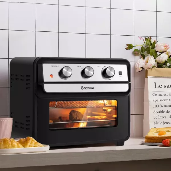 Costway 23 qt. Black Air Fryer Oven with Rotisserie