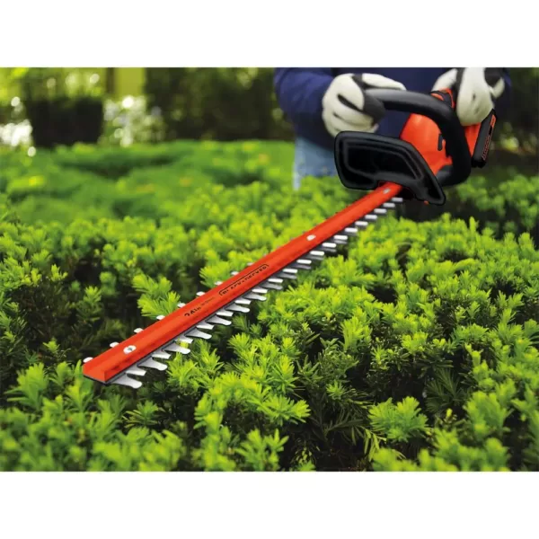 BLACK+DECKER 24 in. 40V MAX Lithium-Ion Cordless Hedge Trimmer with (1) 1.5Ah Battery and Charger Included