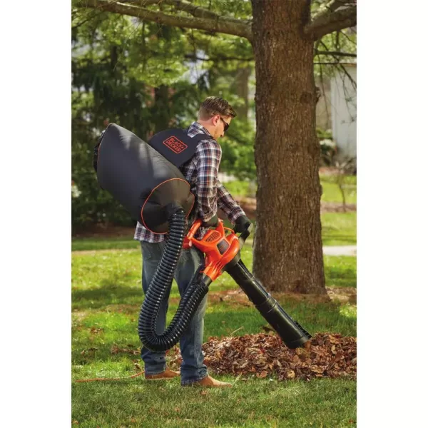 BLACK+DECKER 250 MPH 400 CFM 12 Amp 3-in-1 Corded Electric Backpack Leaf Blower/Vac/Mulcher