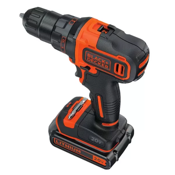 BLACK+DECKER 20-Volt MAX Lithium-Ion Cordless 3/8 in. Drill/Driver with Battery 1.5Ah and Charger