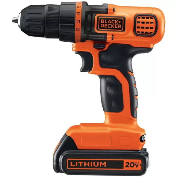 BLACK+DECKER 20-Volt MAX Lithium-Ion Cordless Drill and Project Kit with Battery 1.5Ah, Charger and Kit Bag