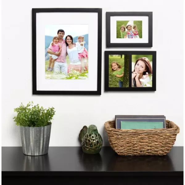 DesignOvation Gallery 5 in. x 7 in. Matted to 3.5 in. x 5 in. Black Picture Frame (Set of 4)